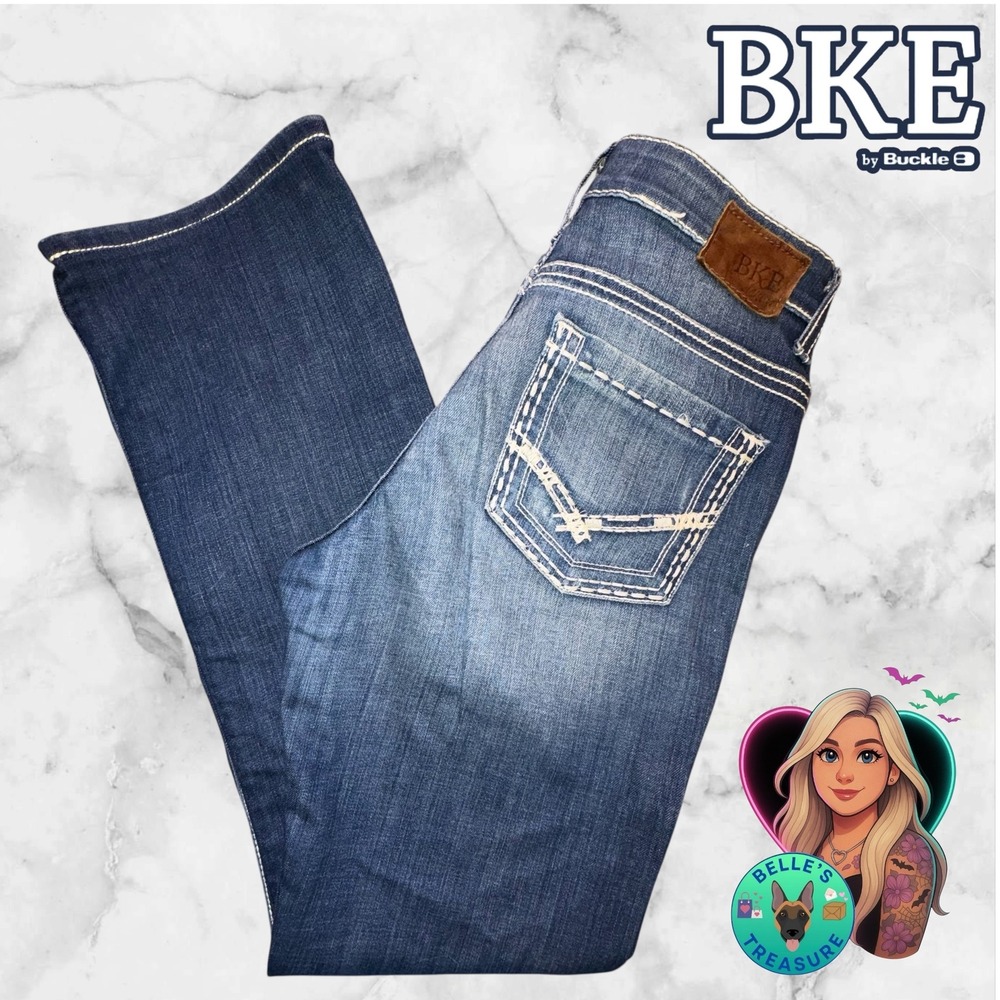 BKE Payton Bootcut Jeans Womens 27R Medium Wash Contrast Stitch Denim Western